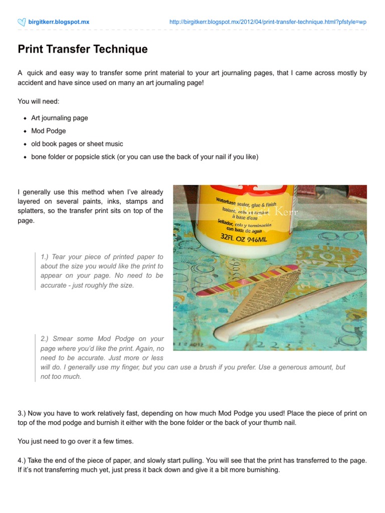 Print Transfer Technique PDF Paper Communication Design