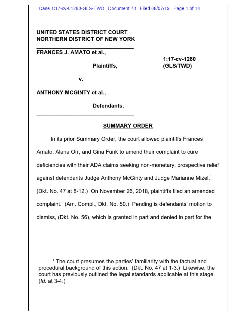 ADA Claims Summary Order Analysis | PDF | Americans With Disabilities ...