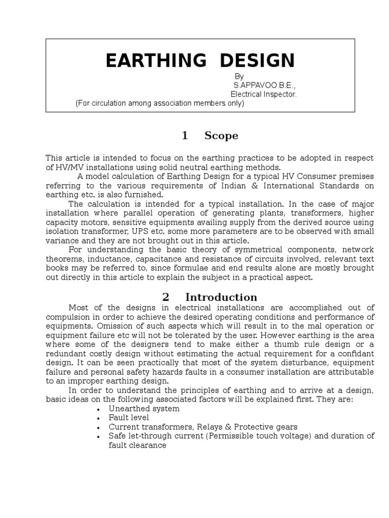 High Voltage Earthing Design Guide | PDF | Relay | Transformer