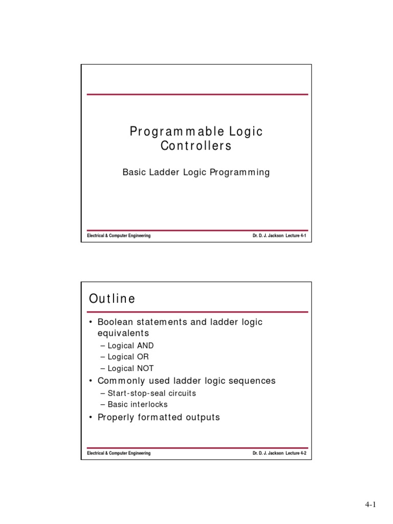 Programmable Logic Controllers: Basic Ladder Logic Programming | PDF ...