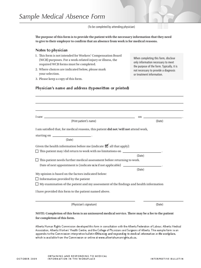 Medical Absence Form | PDF | Physician | Health Informatics