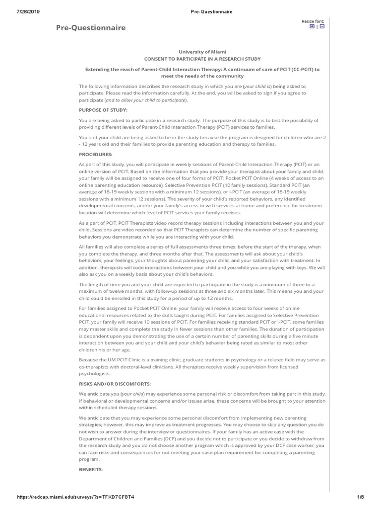 Pre-Questionnaire: Resize Font | PDF | Race And Ethnicity In The United ...