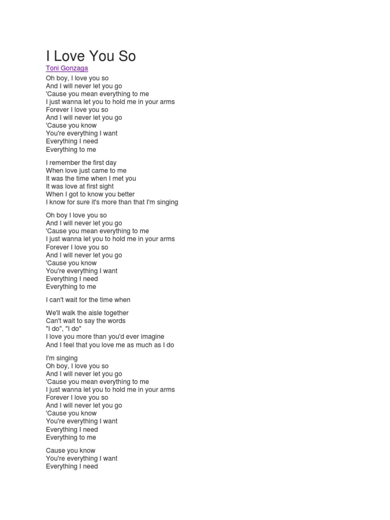 I Love You So Lyrics
