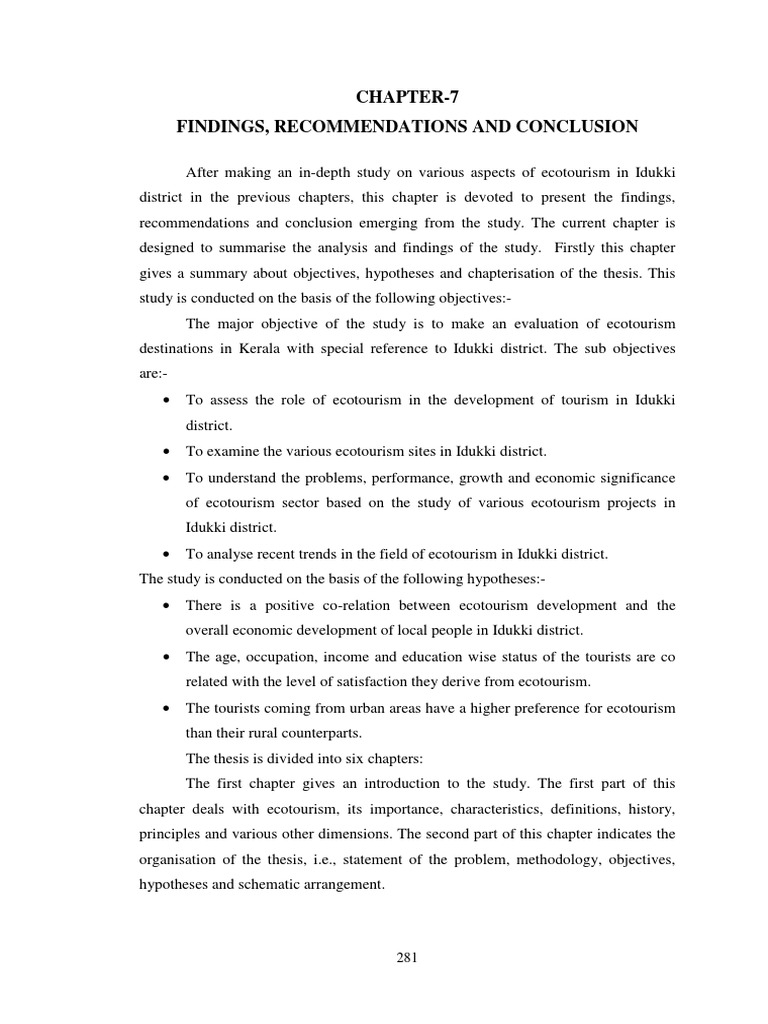 Chapter-7 Findings, Recommendations and Conclusion | PDF | Tourism ...