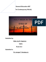 Holy Week in The Eyes of A Millenial: General Education 007 (The Contemporary World)