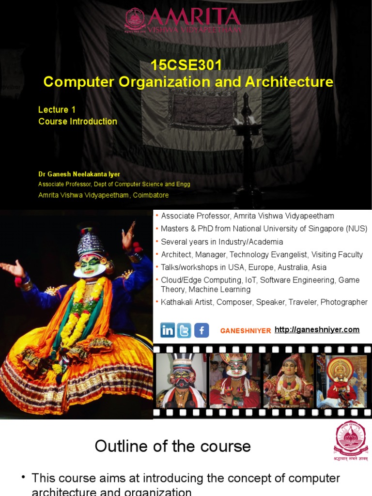 15CSE301 Computer Organization and Architecture: Course Introduction ...