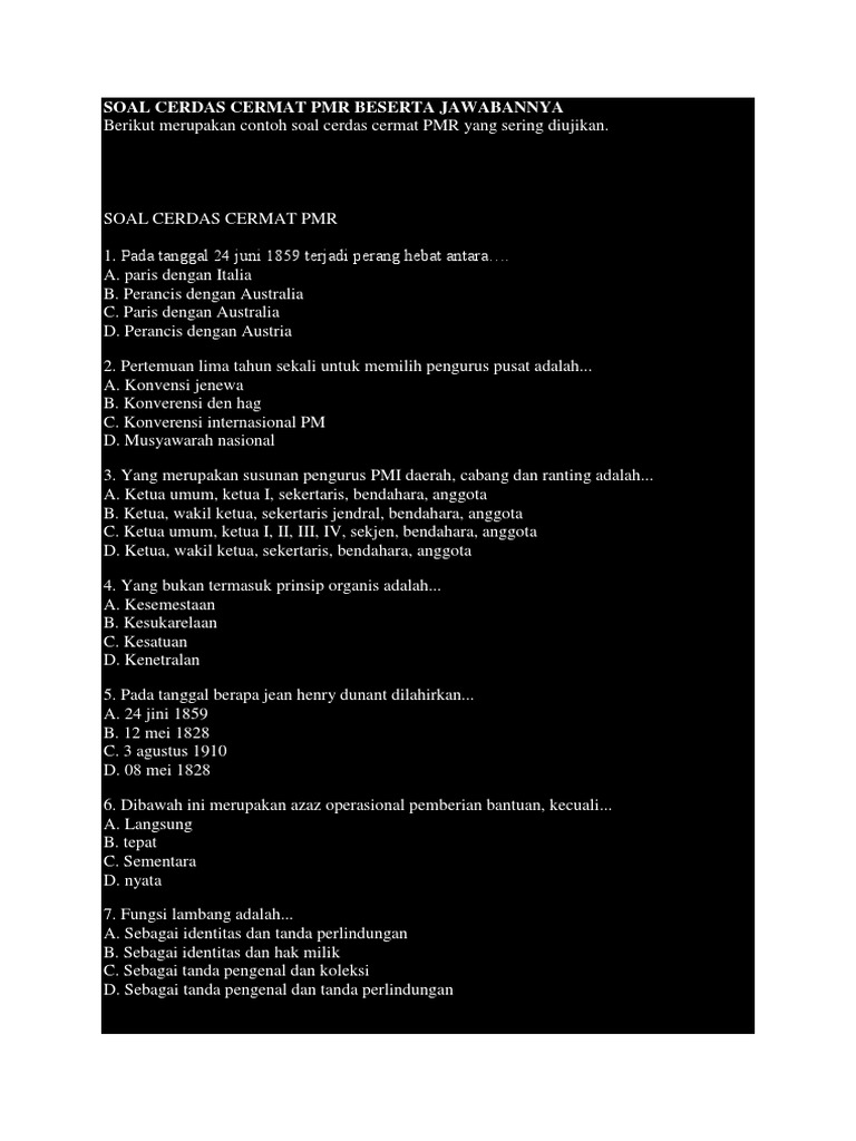 Soal Dan Kunci Jawaban Pmr Guru Galeri