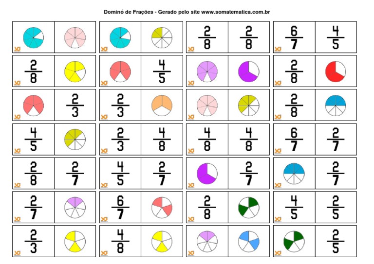 DOMINÓ DE FRAÇÕES – Vamos brincar de aprender Matemática???