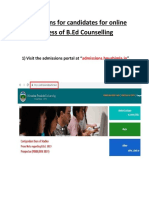 Instructions For Candidates For Online Process of B.Ed Counselling