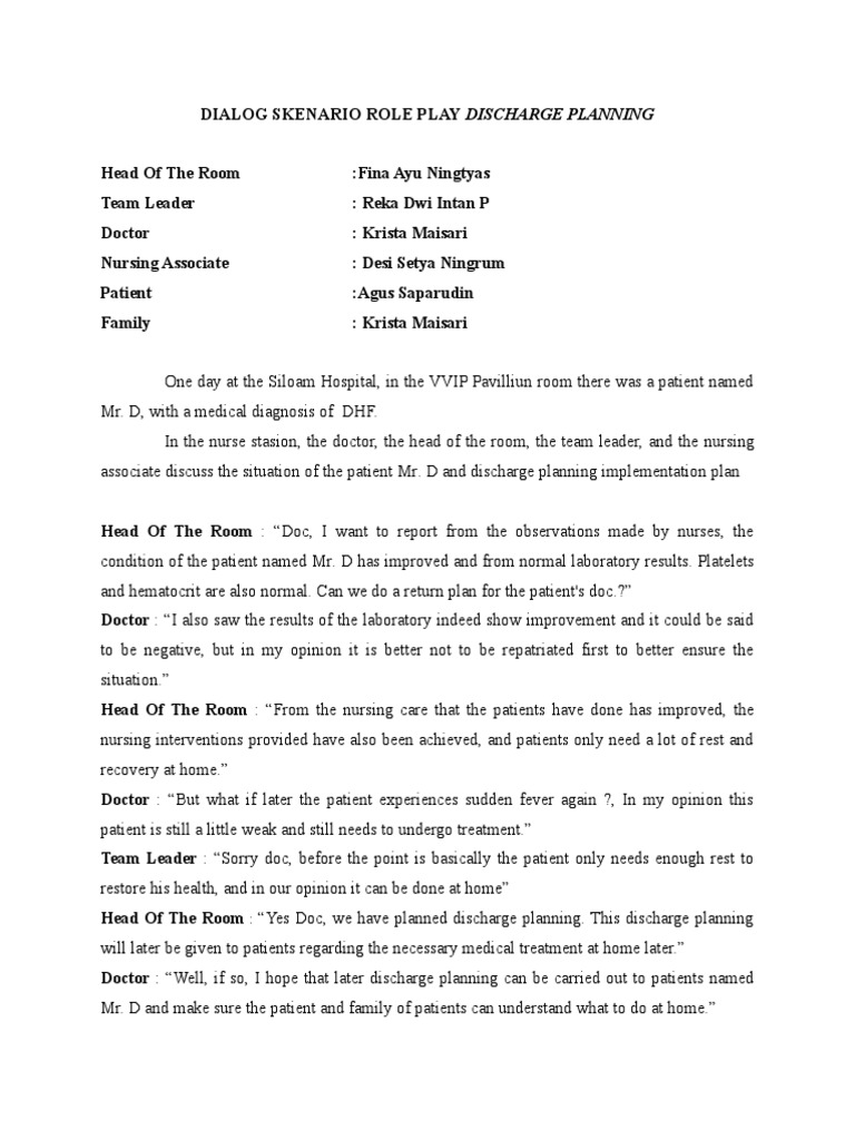 Dialog Discharge Planning B.ing | PDF | Nursing | Patient