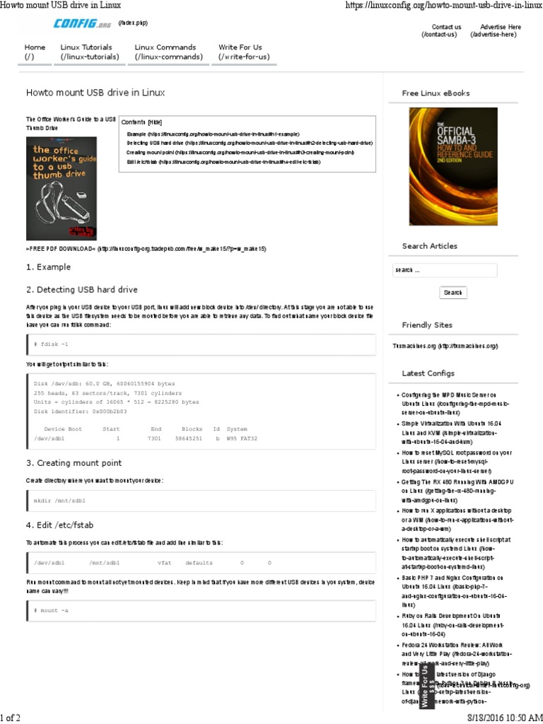How To Mount Usb Drive PDF Linux Usb Flash Drive