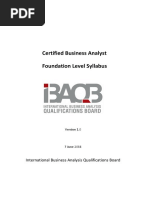 Certified Business Analyst Foundation Level Syllabus: International Business Analysis Qualifications Board