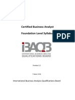 Certified Business Analyst Foundation Level Syllabus: International Business Analysis Qualifications Board