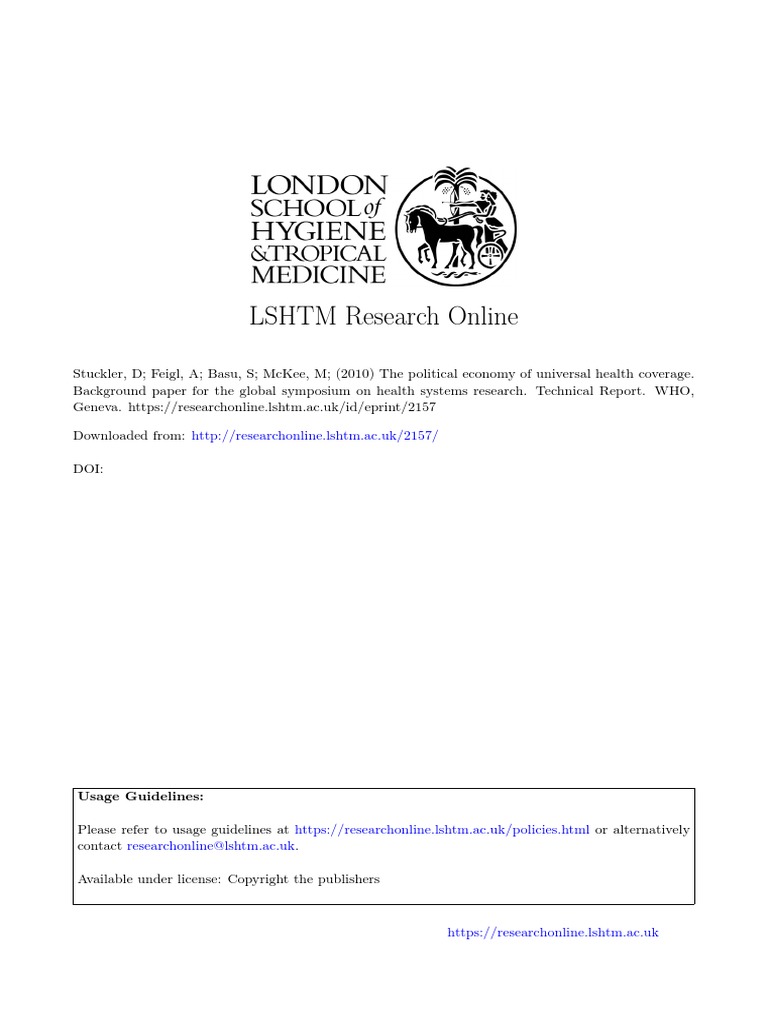 The Political Economy of Universal Healt Coverage | PDF | Health System ...