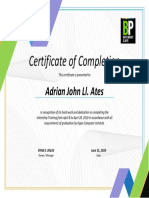 Certificate of Completion: Adrian John Ll. Ates