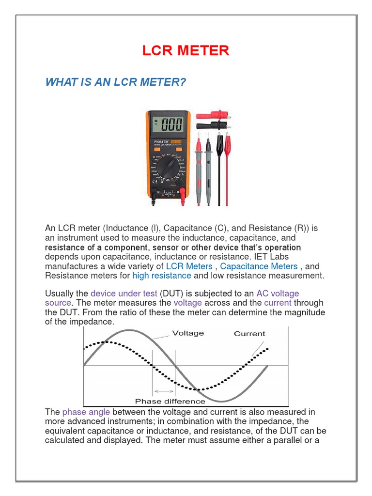 What Is An LCR Meter? | PDF | Capacitor | Quantity