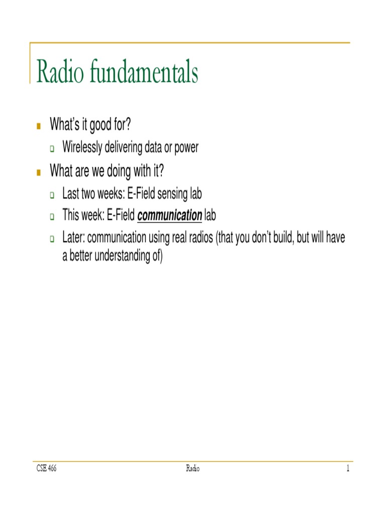 Radio Fundamentals PDF Electric Current Radio