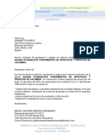 Carta Soliitud Cambio Estautos de Iglesia Cristiana