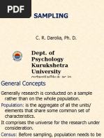 Sampling: Dept. of Psychology Kurukshetra University