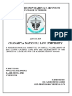 Chanakya National Law University: Grave and Sudden Provocation As A Defence To The Charge of Murder