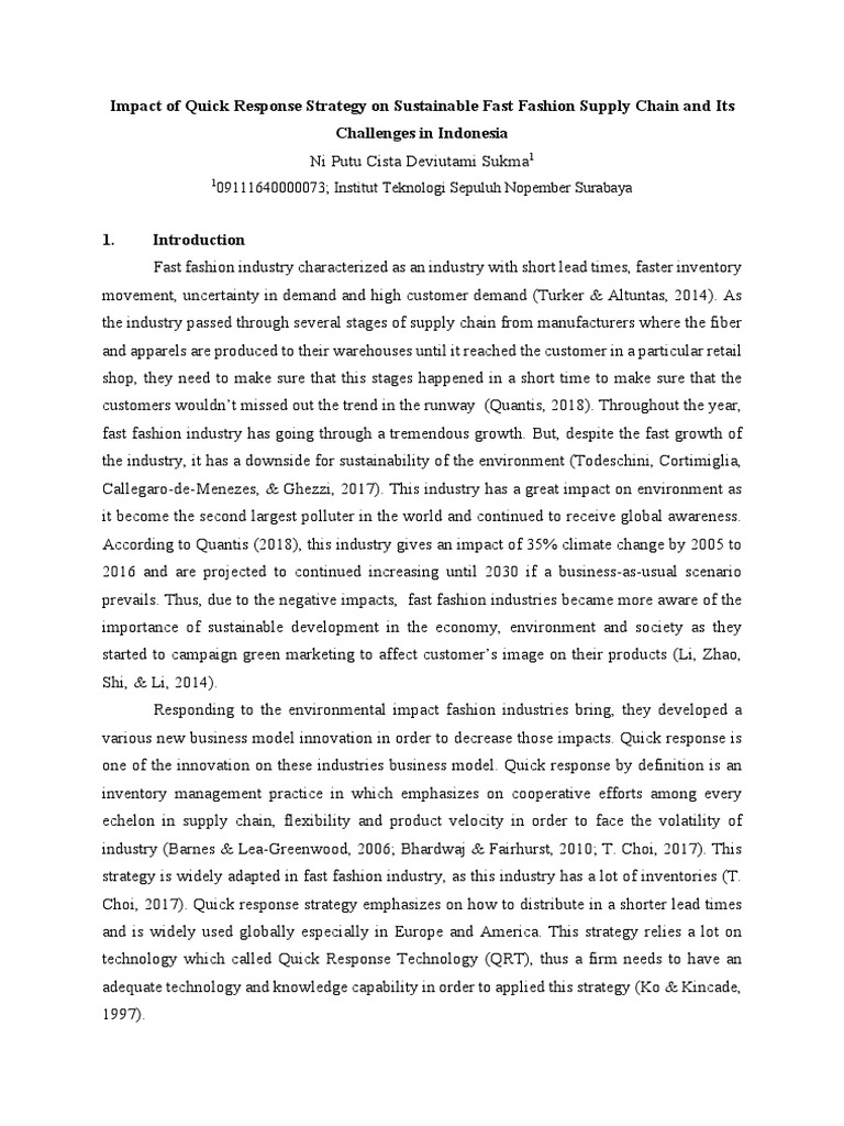 Fast Fashion Essay PDF Supply Chain Fashion