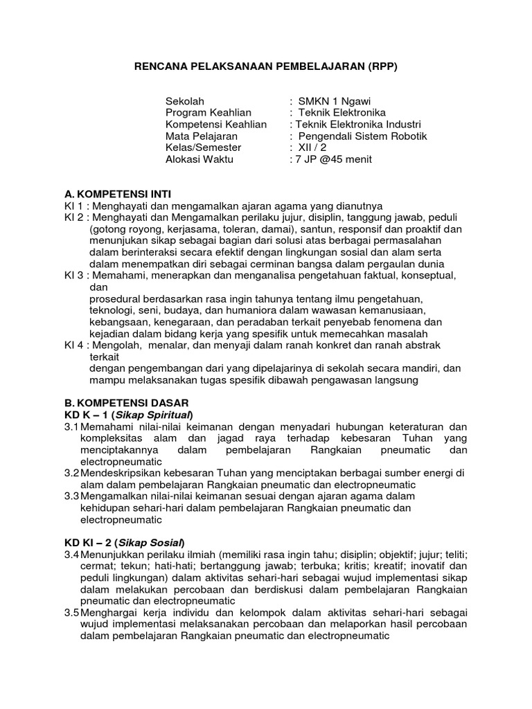 RPP Pengendali Sistem Robotik SMKN 1 Ngawi | PDF
