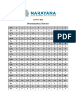 Answer Key Determinants & Matrices: B C C B B C D A B C