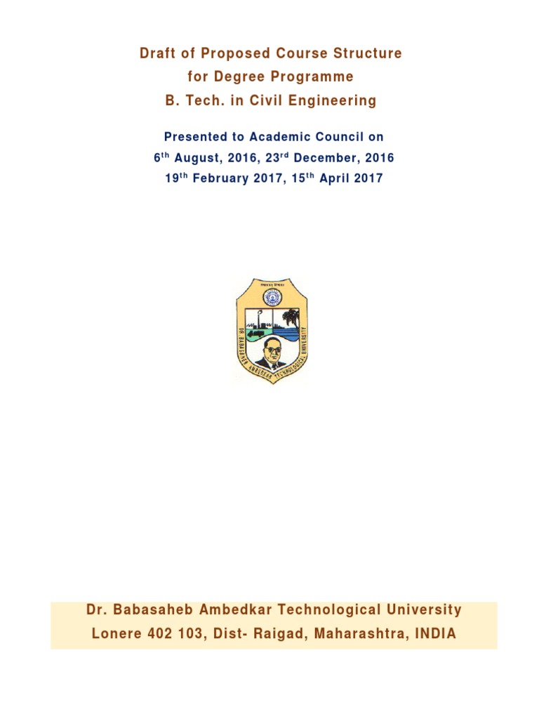 DBATU BTech Civil Syllabus 2017 | PDF | Stress (Mechanics) | Fluid Dynamics