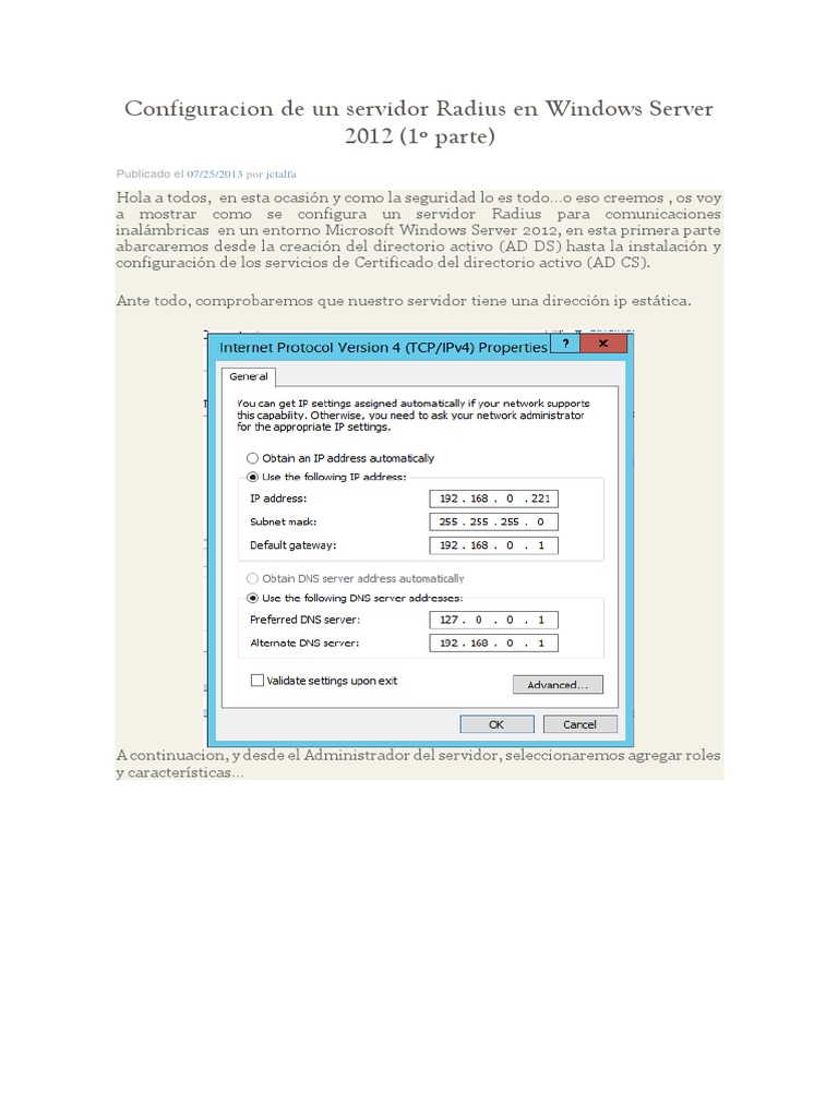 Configuracion de Un Servidor Radius en Windows Server 2012 | PDF ...
