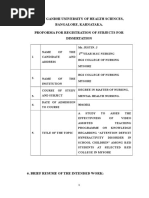 Rajiv Gandhi University of Health Sciences, Bangalore, Karnataka. Proforma For Registration of Subjects For Dissertation