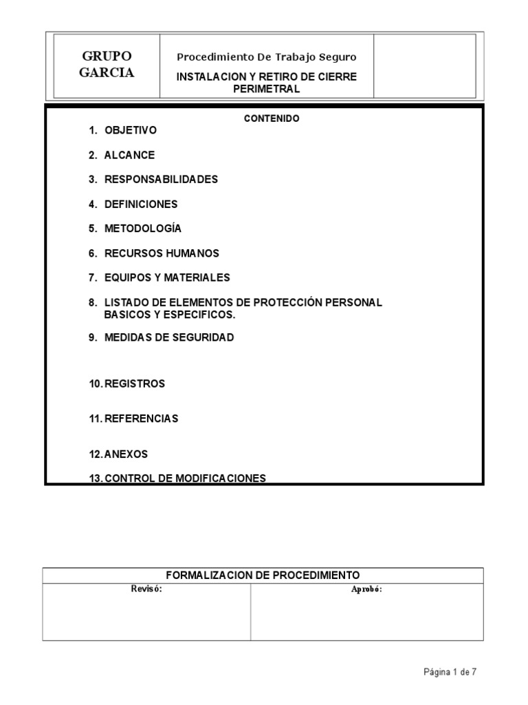 Procedimiento de Cierre Perimetral | PDF | Hormigón | Perforar