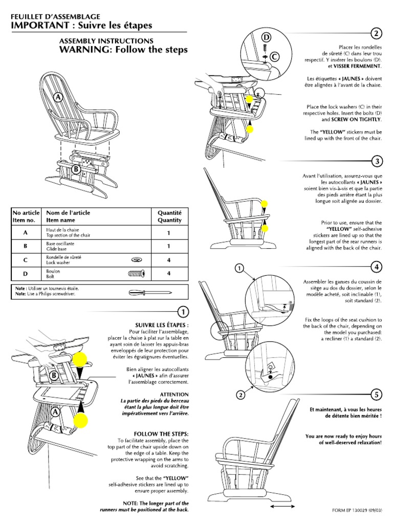 Instructions d'assemblage Avantglide | PDF