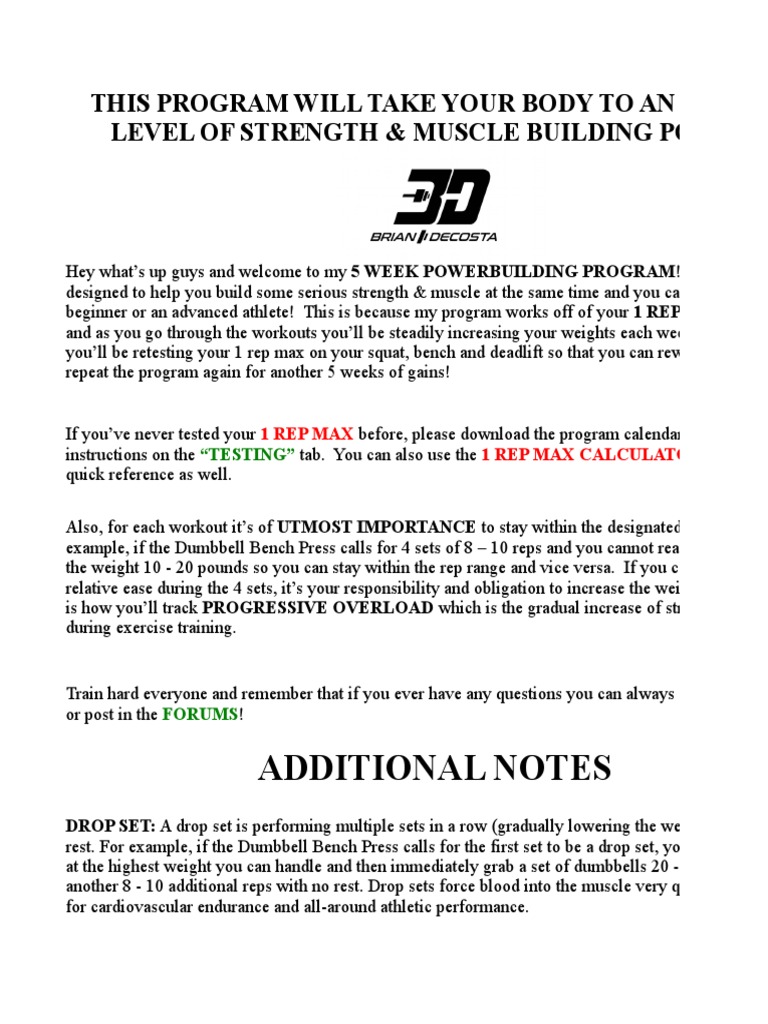 5 Week Powerbuilding Program Guide | PDF | Hobbies | Determinants Of Health