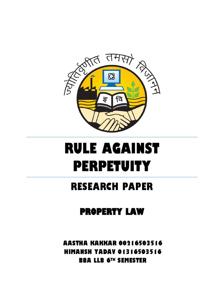 RULE Against Perpetuity | PDF | Will And Testament | Ethical Principles