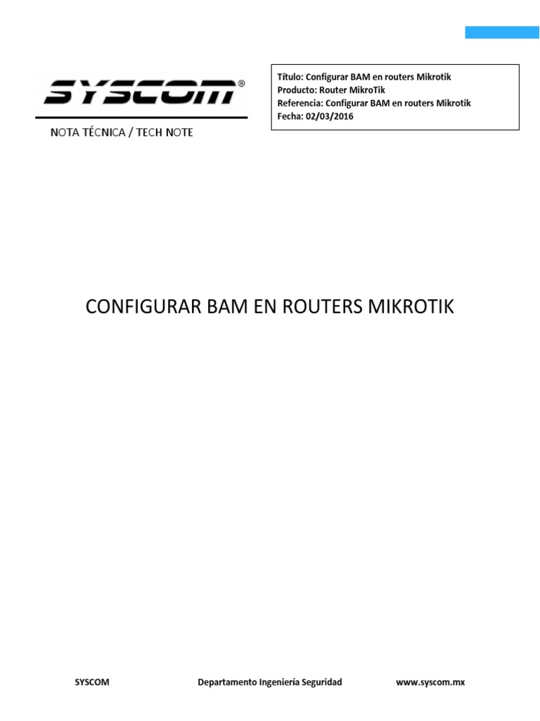 Configurar BAM en Routers Mikrotik | PDF | Banda ancha móvil ...