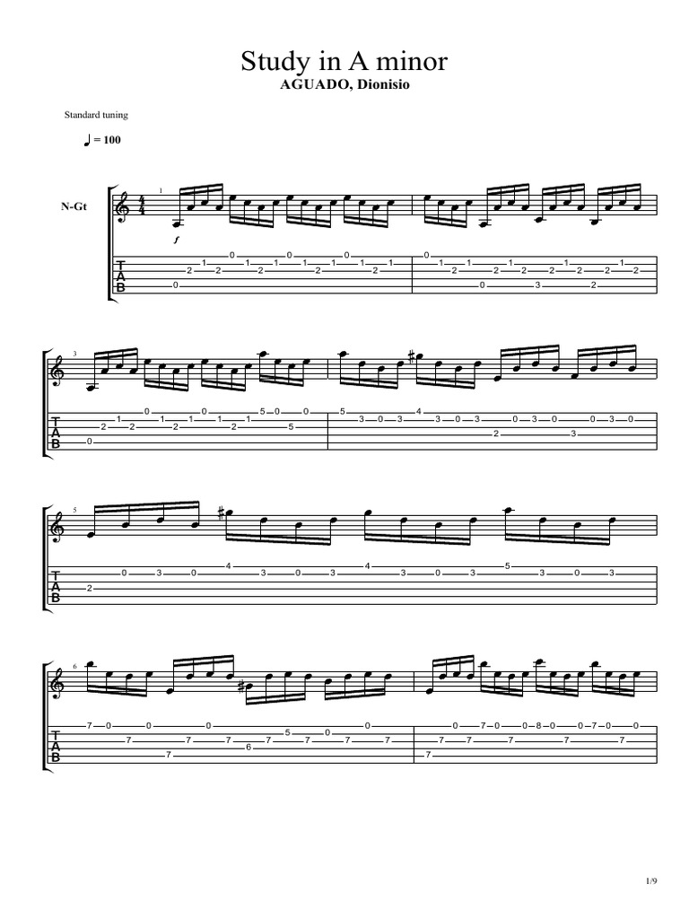 Aguado's Study in A Minor for Guitar | PDF