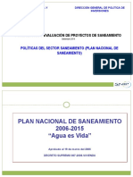 Plan Nacional de Saneamiento 2006-2015: Objetivos, Metas e Inversiones