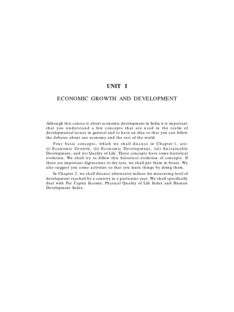 Economic Growth and Development: Unit I | PDF | Sustainability ...
