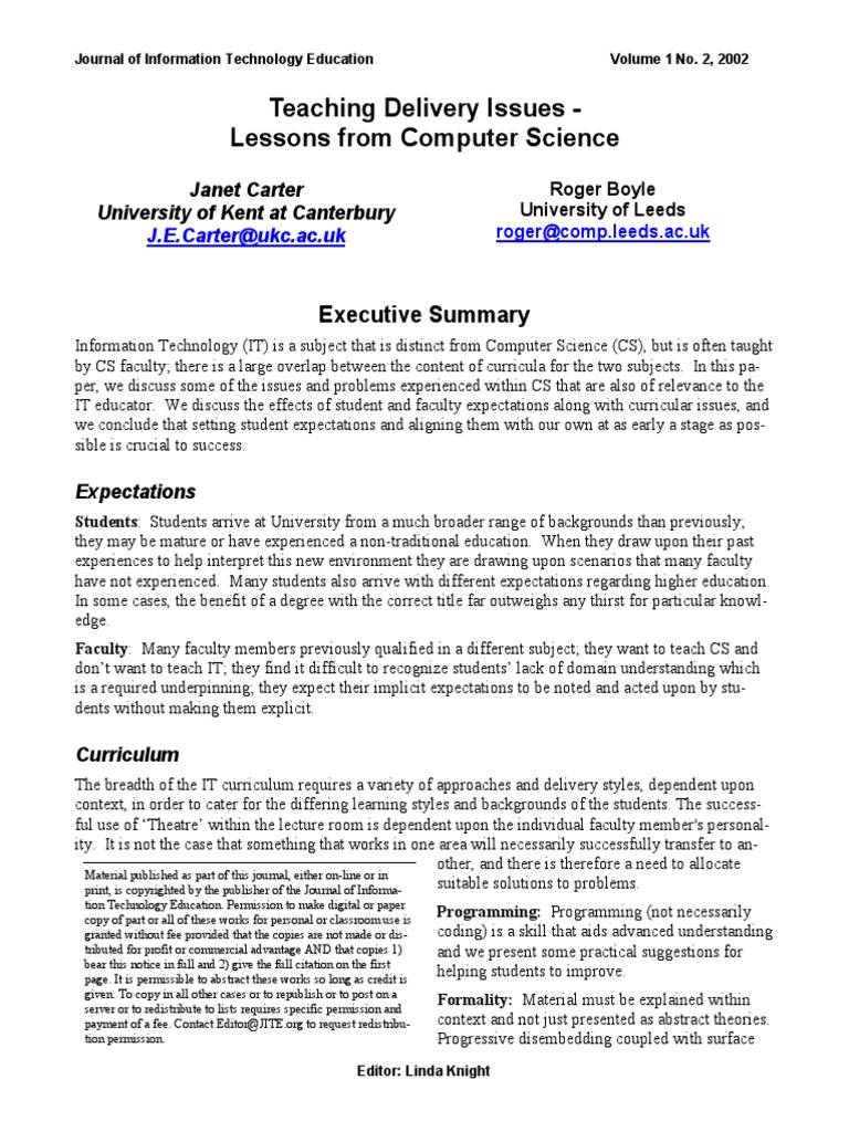 Teaching Delivery Issues | PDF | Curriculum | Computer Science