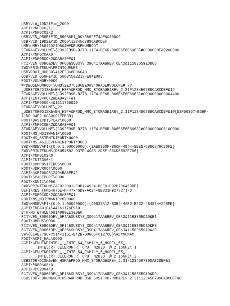 Device and Storage Identifiers List | PDF | Computer Hardware | Computing