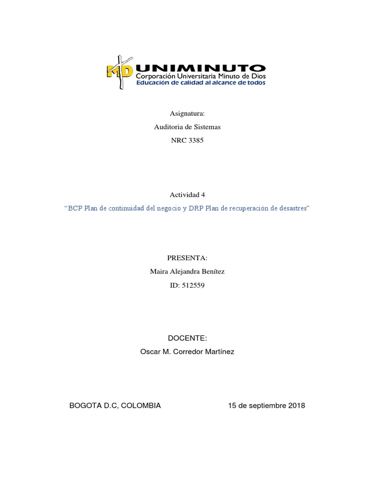 BCP y DRP: Continuidad y Recuperación | PDF | Auditoría | La seguridad ...