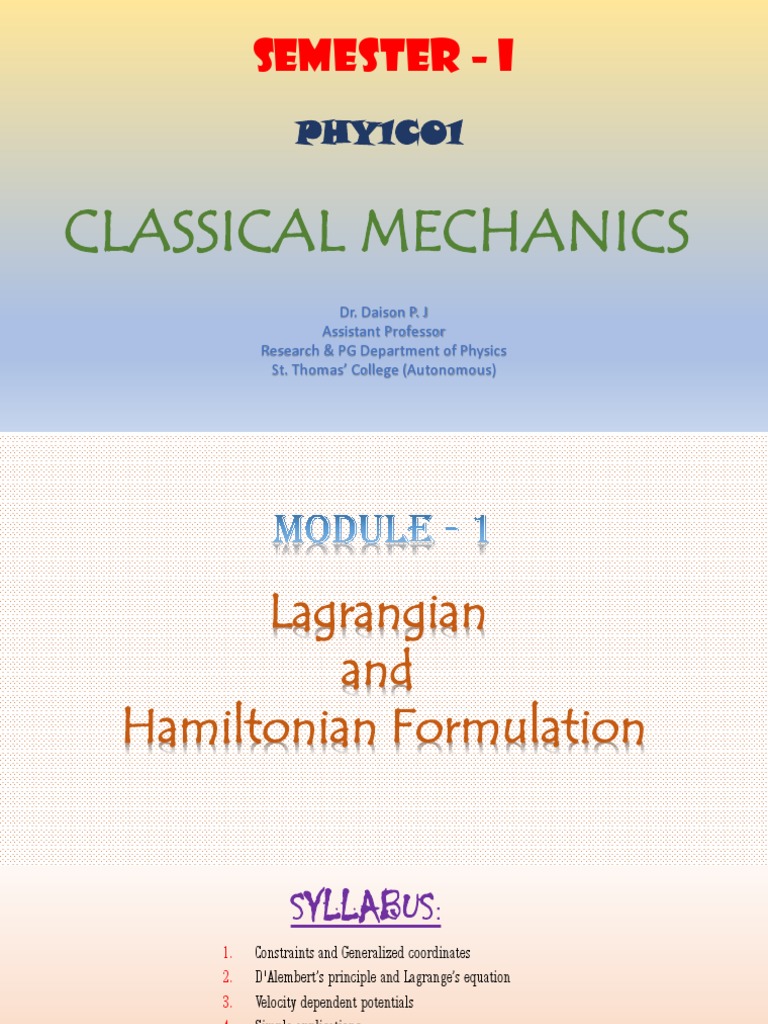Classical Mechanics | PDF | Lagrangian Mechanics | Calculus Of Variations