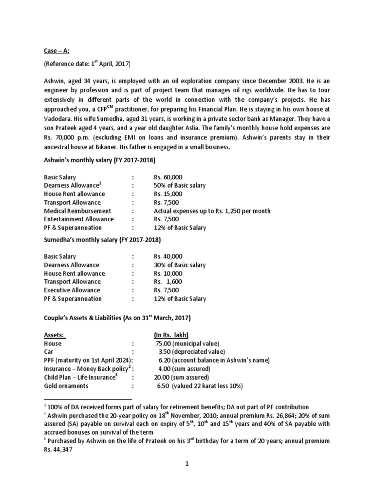 Financial Planning Case Study: Ashwin's Family | PDF | Equity (Finance ...