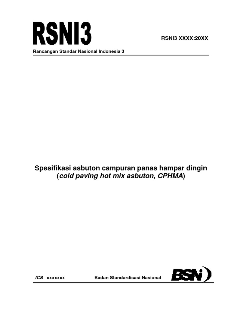 Sni Campuran Beraspal Panas Dengan Asbuton CPHMA | PDF | Teknologi ...