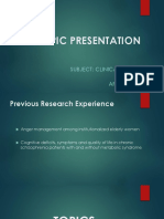 PHD Topic Presentation: Subject: Clinical Psychology Application No