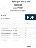 Semester: SPRING 2019: Attendance Report