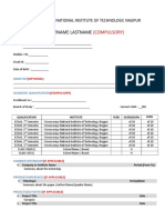 VNIT Nagpur Resume Template