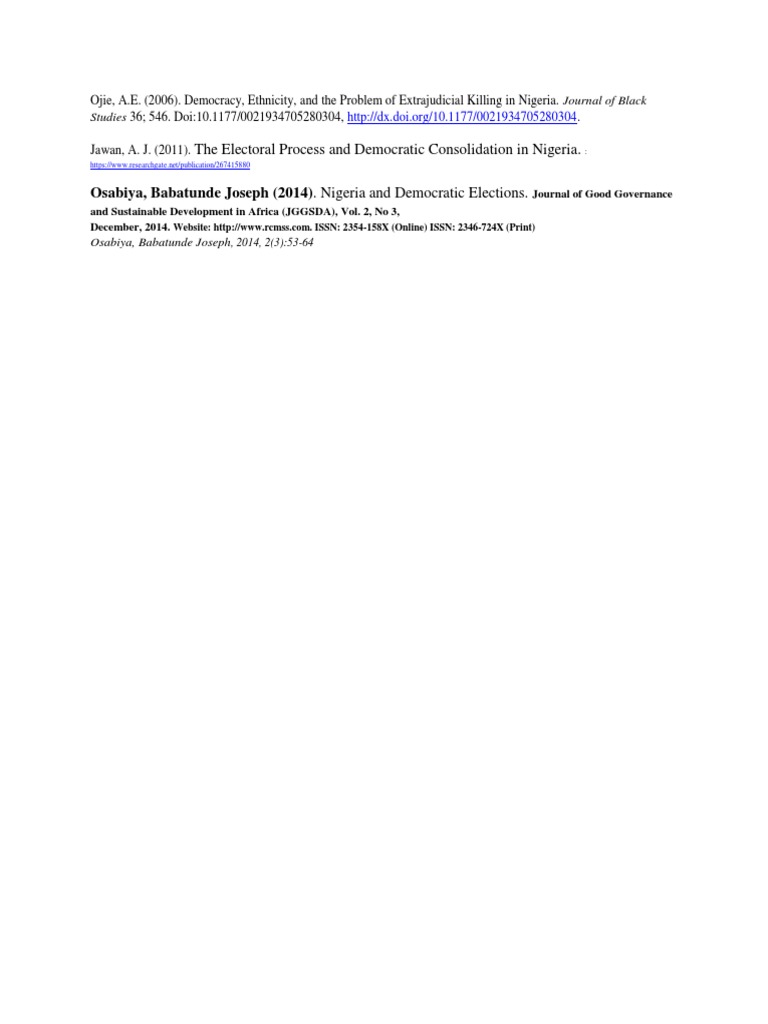 Democracy and Elections in Nigeria | PDF | Accountability | Democracy
