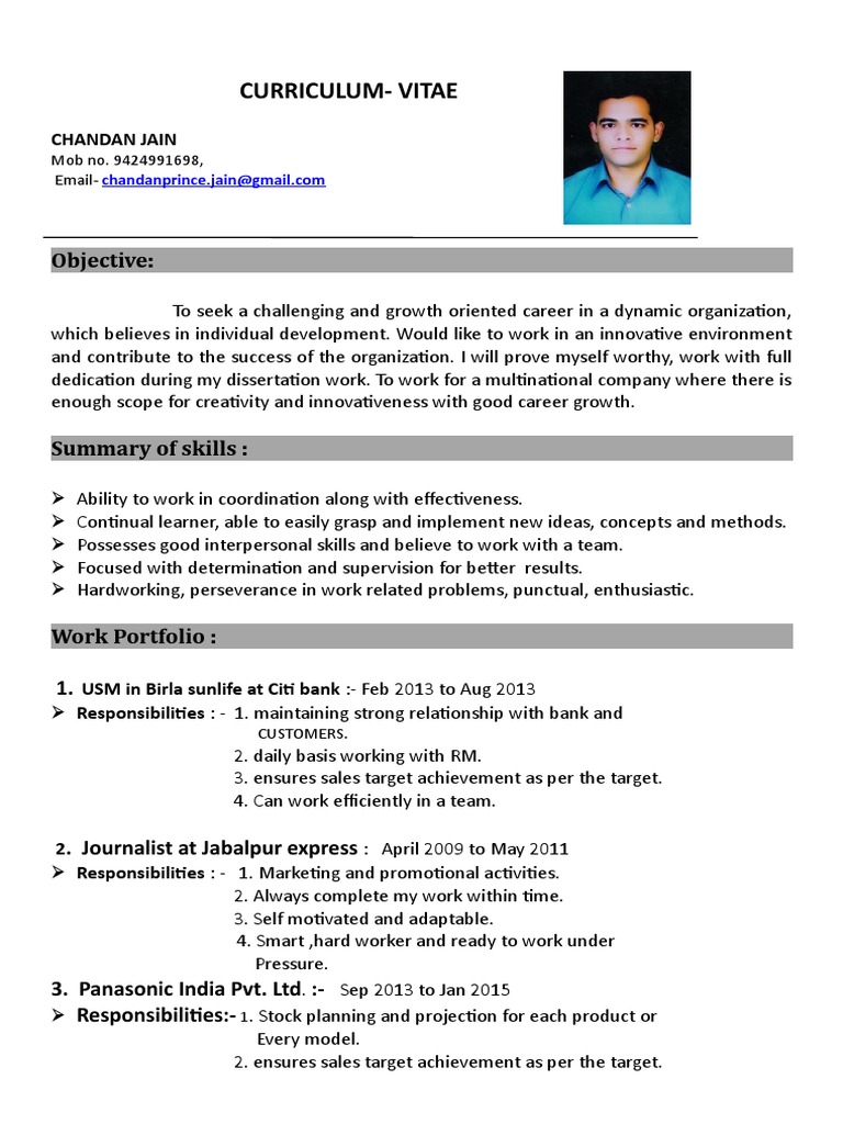 Chandan Jain's Professional CV | PDF | Cognition | Behavior Modification