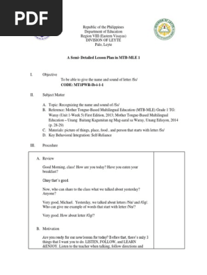Demo Teaching Lesson Plan in Mtb Mle 1 Copy